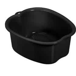 Bain de pieds, bassine en plastique, lavage pieds, effet massage, HxLxP : 15 x 33 x 38 cm, noir - Relaxdays