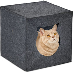 Relaxdays - Niche carrée pour votre chat ou petit chien, en feutre, pliable, h x l x p : 33 x 33 x 33 cm, anthracite