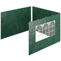 Paroi latérale pour tonnelle, lot de 3, imperméable, fermetures autoagrippantes, avec fenêtre, 2x3 m, vert - Relaxdays