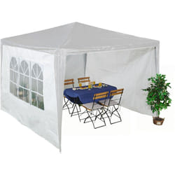 Paroi latérale pour tonnelle, lot de 3, imperméable, fermetures autoagrippantes, avec fenêtre, 2x3 m, blanc - Relaxdays