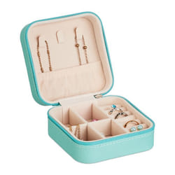 Boîte à bijoux, système de rangement pratique, pour bagues et chaînes, hlp : 5 x 10 x 10 cm, turquoise - Relaxdays
