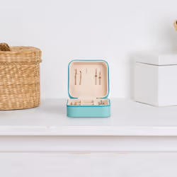 Boîte à bijoux, système de rangement pratique, pour bagues et chaînes, hlp : 5 x 10 x 10 cm, turquoise - Relaxdays