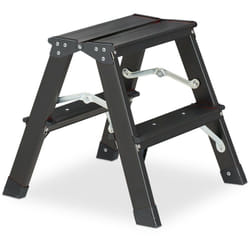 Relaxdays - Escabeau pliable, aluminium, HxLxP: 39 x 38 x 40 cm, supporte jusqu'à 120 kg, 2 côtés utilisables, noir