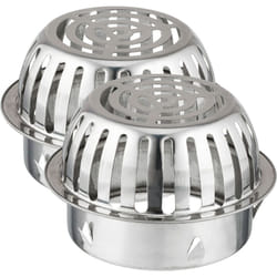 Relaxdays - Crapaudine, lot de 2, pour tuyau de 120 mm, acier inoxydable, éviter obstruction des gouttières, argenté