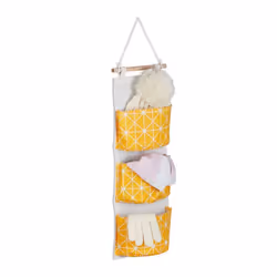 Relaxdays Étagère de rangement 3 compartiments coton HxL : 74x20 cm salle de bain entrée bureau mural crème/jaune