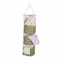 Relaxdays Étagère de rangement 3 compartiments coton HxL : 74x20 cm salle de bain entrée bureau muralcrème/vert