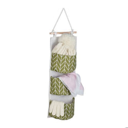 Relaxdays Étagère de rangement 3 compartiments coton HxL : 74x20 cm salle de bain entrée bureau muralcrème/vert