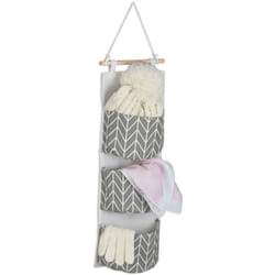 Relaxdays - tagère de rangement, 3 compartiments coton, HxL : 74x20 cm, salle de bain, entrée, bureau, mural, crème/gris