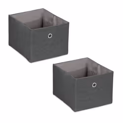 Relaxdays Boîtes de rangement petites caisses en tissu lot de 2 HxLxP : 16 x 205 x 25 cm bacs pliables gris foncé