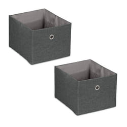 Relaxdays Boîtes de rangement petites caisses en tissu lot de 2 HxLxP : 16 x 205 x 25 cm bacs pliables gris foncé