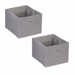 Relaxdays Boîtes de rangement petites caisses en tissu lot de 2 HxLxP : 16 x 205 x 25 cm bacs pliables gris