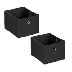 Relaxdays Boîtes de rangement petites caisses en tissu lot de 2 HxLxP : 16 x 205 x 25 cm bacs pliables noir