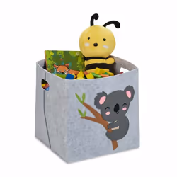 Relaxdays 4052025977344, Boîte de rangement, Noir, Gris, Blanc, Rond, Feutrine, Image, Chambre d'enfant