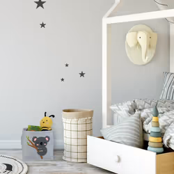 Panier de rangement en feutre, motif koala, caisse tissu pour enfant, HxLxP : 33x34x32 cm, coffre jouets, gris - Relaxdays