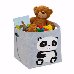 Relaxdays 4052025977351, Boîte de rangement, Noir, Gris, Blanc, Rond, Feutrine, Image, Chambre d'enfant