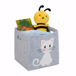 Relaxdays 4052025977368, Boîte de rangement, Noir, Gris, Blanc, Rond, Feutrine, Image, Chambre d'enfant