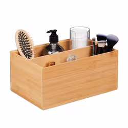 Relaxdays Boîte de rangement en bambou 2 compartiments empilable caisse sans couvercle HxLxP : 14x30x20 cm nature