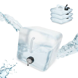 Relaxdays - Jerricans carrés pliants en lot de 4, contenant à eau, avec robinet, sans bpa, 10 litres, transparent
