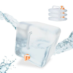 Relaxdays - Jerricans carrés pliants en lot de 4, contenant à eau, avec robinet, sans bpa, 20 litres, transparent