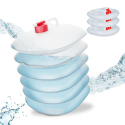 Relaxdays - Jerricans carrés pliants en lot de 4, contenant à eau, robinet, sans bpa, 10 Litres, rouge/transparent