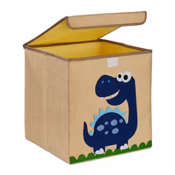 Relaxdays Caisse de rangement dinosaure boîte en tissu pour enfants pliable HxLxP : 33 x 33 x 33 cm beige - bleu