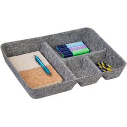 Relaxdays - Organiseur de tiroir, rangement pour bureau, HxLxP : 6,5 x 40 x 30 cm, 4 compartiments, feutre, gris clair