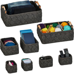 Relaxdays - Panier de rangement, 8 pièces, 4 tailles différentes, boîte en feutre, pour l'armoire, gris foncé