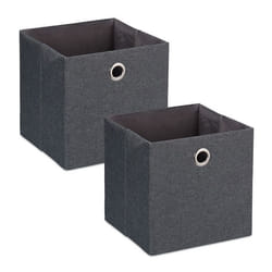Relaxdays Boîtes de rangement caisses en tissu lot de 2 HxLxP : 305 x 305 x 305 cm bacs pliables gris foncé