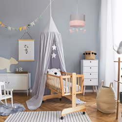 Relaxdays - Luminaire pour enfant, suspension au design céleste, avec des étoiles et nuages, HxD : 160 x 35 cm, rose/gris
