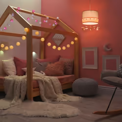 Relaxdays - Luminaire pour enfant, suspension au design céleste, avec des étoiles et nuages, HxD : 160 x 35 cm, rose/gris