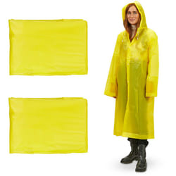 Relaxdays - Ponchos imperméables jetables, Lot de 2, ciré avec capuche, contre la pluie, randonnée, unisexe, jaune