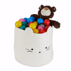 Relaxdays 4052025981532, Panier de rangement, Blanc, Rond, Coton, Monochromatique, Chambre d'enfant