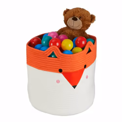 Relaxdays 4052025981556, Panier de rangement, Orange, Blanc, Rond, Coton, Image, Chambre d'enfant