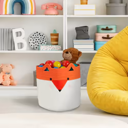 Relaxdays 4052025981556 Boîte de rangement Panier de rangement Rond Coton Orange, Blanc