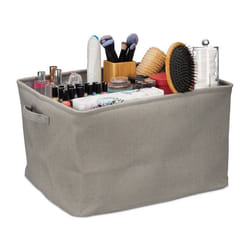Relaxdays Boîte de rangement en tissu pliable organiseur HxLxP : 24x40x30 cm caisse à poignées salle de bain gris