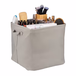 Relaxdays Boîte pour rangement en tissu pliable organiseur HLP : 33x33x33 cm caisse à poignées salle de bain gris