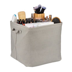 Relaxdays Boîte pour rangement en tissu pliable organiseur HLP : 33x33x33 cm caisse à poignées salle de bain gris