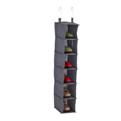 Relaxdays - tagère suspendue, 6 compartiments, en tissu, 2 crochets, pour chaussures, h x l x p : 139 x 30 x 30 cm, grise