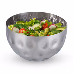 Relaxdays Saladier rond design martelé en acier inoxydable pour snacks et salade diamètre 15 cm bol argent