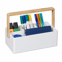 Gardez votre bureau bien rangé grâce à cet organiseur portable en plastique facile d’entretien. La boîte à 4 compartiments es ...