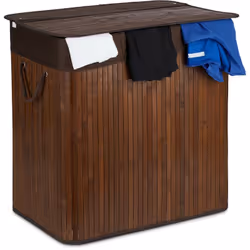 Facilitez-vous la vie et les tâches ménagères avec cette corbeille à linge trieuse en bambou. Les trois compartiments vous pe ...