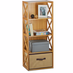 Cette étagère sur pied en bambou vous offre de la place pour ranger vos livres, CD, DVD ou encore des chaussures, des vêtemen ...