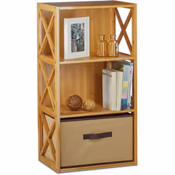 Cette étagère sur pied en bambou vous offre de la place pour ranger vos livres, CD, DVD ou encore des chaussures, des vêtemen ...