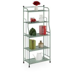 Relaxdays - tagère verticale, acier, HxLxP : 133x56x28 cm, rangement cuisine et salle de bain, 5 niveaux, métal, vert