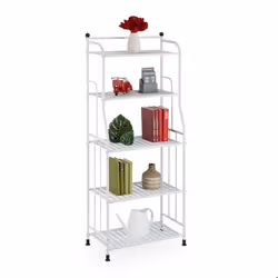 Relaxdays Étagère verticale acier HxLxP : 133x56x28 cm rangement cuisine et salle de bain 5 niveaux métal blanc