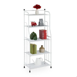 Relaxdays Étagère verticale acier HxLxP : 133x56x28 cm rangement cuisine et salle de bain 5 niveaux métal blanc