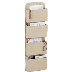 Relaxdays - Organiseur suspendu, 4 compartiments, porte avec crochets, en feutre , bain et bureau, beige