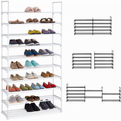 Tagère à chaussures xxl, système d'emboîtement, 10 étages, modulable, hlp : 17,5x93x30,5 cm, rangement, blanc - Relaxdays