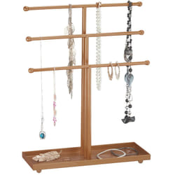 Relaxdays - Porte-bijoux, forme t, 3 niveaux pour colliers, bracelets, boucles d'oreilles, plateau, métal, bronze