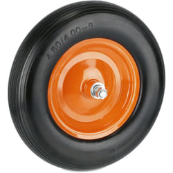 Relaxdays - Roue de brouette avec axe 4.80 4.00-8, caoutchouc, jante en acier, pneu rechange, increvable, noir/orange